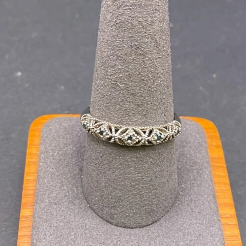 Vintage 925 Sterling Silver Filigree Eternity Band Ring Size 10.25 Marcasite